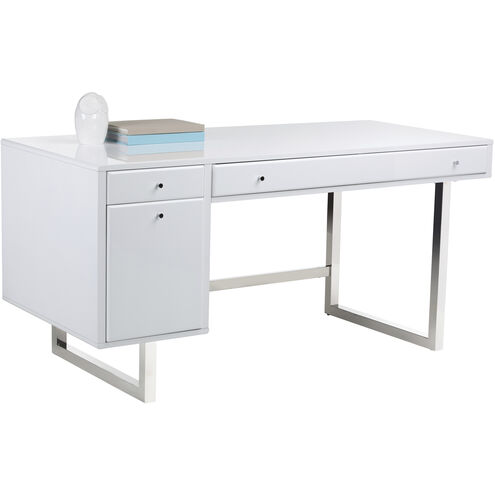 Camden 63 X 28 inch High Gloss White / Polished Desk
